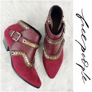 Free People Vegan Valor Red Booties Sz 8